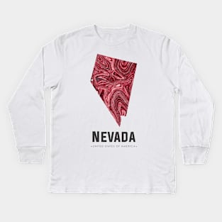 Nevada state map abstract red Kids Long Sleeve T-Shirt